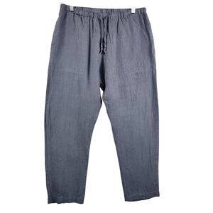 Artemesia Pants Women M Blue Gray 100% Linen Drawstring Ankle USA Made